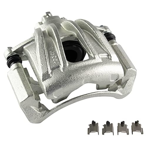 Image of TRQ Front Brake Caliper Set Zinc Coated Brackets Hardware Compatible with 2002-2007 Jeep Liberty