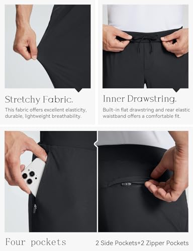 BALEAF Men's Golf Pants Stretch Relaxed Fit 30" Sweatpants with Zipper Pockets Work Casual Athletic4