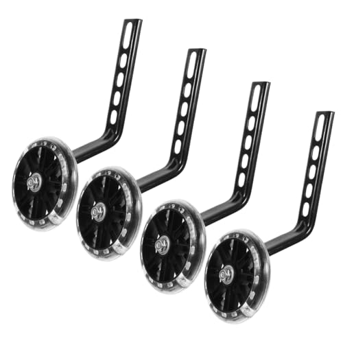 Ruedas de entrenamiento Uonlytech para bicicleta, 4 piezas, ruedas ajustables con luces intermitentes negras