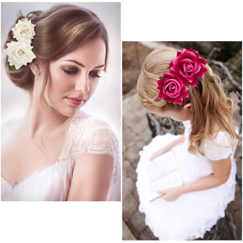 Pinzas para Cabello Floral Ahoney 6 Piezas Rosa y Champagne miniatura 4