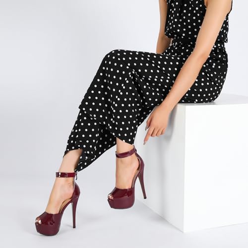 LIURUIJIA Women's Ankle Strap Platform High Heels Sexy Stiletto Heels Wedding Bridal Peep Toe Pumps Heeled Sandals Dress Shoes2