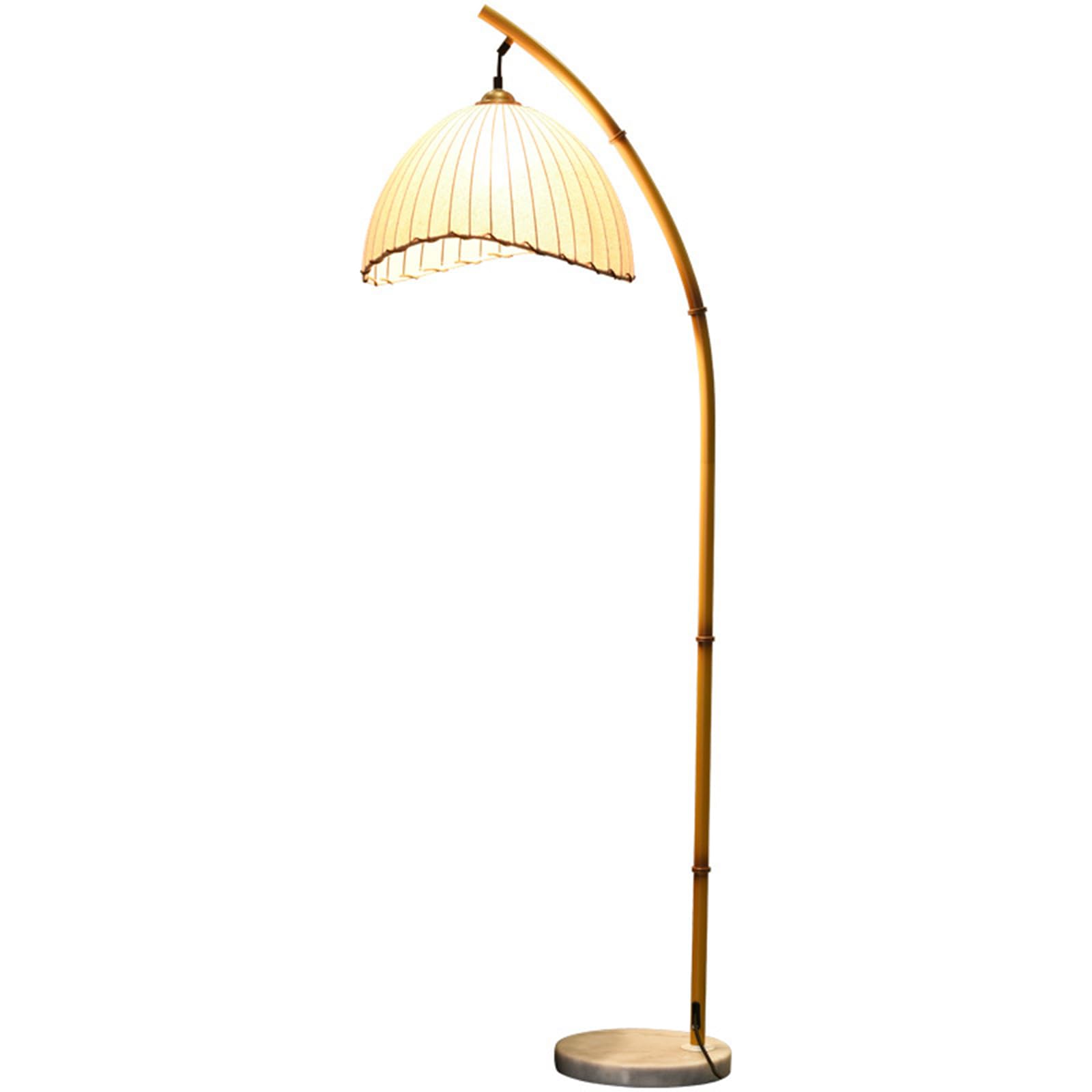 Unique Retro Bamboo Arc Floor Lamp - Vintage Hanging Vertical Light with 3 Color Temperature for Reading, Dining, and Bedrooms - Compact Design for Indoor Decor, Living Room, and Farmhouse Study