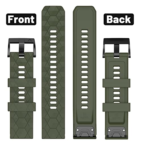 MYSNBKN Fenix 7X Silicone Band - 26mm Quick Fit for Garmin Fenix 7X, 8 51mm, 6X/Pro, 5X/Plus, 3/3 HR, Olive green - Image 4
