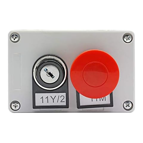 Nxtop Key Lock on/Off Switch Red Mushroom Push Button Station Cover