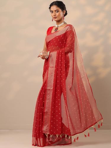 Image of Libas Printed Chiffon Saree for Women With Unstitched Blouse Piece | Traditional Saree for Festive & Wedding