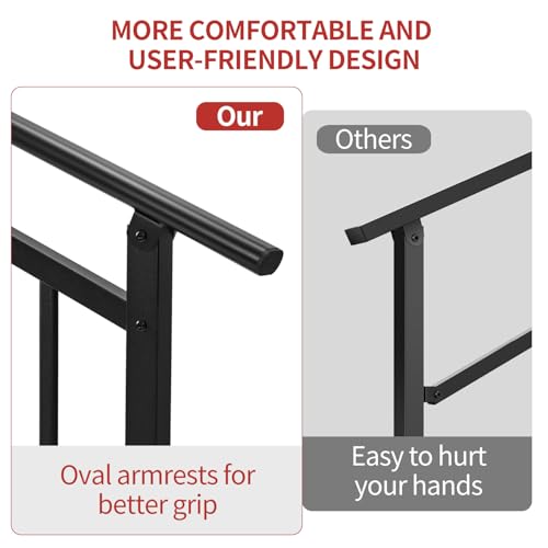 Metty Metal Hand Rails for Outdoor Steps，3 Steps Stair Handrail & Indoor Stair Railing Kit，Railings for Outdoor Steps for Fence & Outdoor Steps(3 Step- Black) by Metty Metal - Image 2