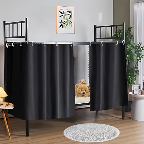 zhidiloveyou Blackout Bottom Bunk Bed Curtains Thickened Privacy Dorm Loft Canopy Bed Curtain 2 Panels Black