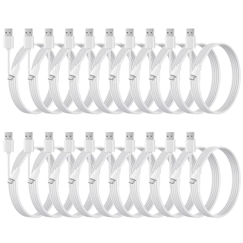 weishan 20-Pack Bulk USB C Charger Cable - Multipack Type-C Charging Cords USB 2.0 for Phones and Tablets 3.3ft White