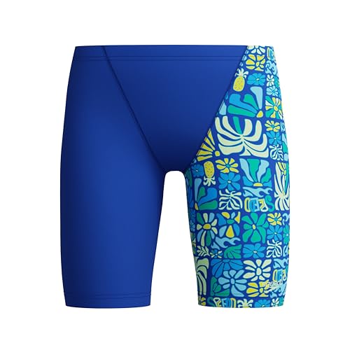 Speedo Bañador Jammer con corte en V para niños, color zafiro profundo/azul angelical, Zafiro profundo/azul angelical, 14 años