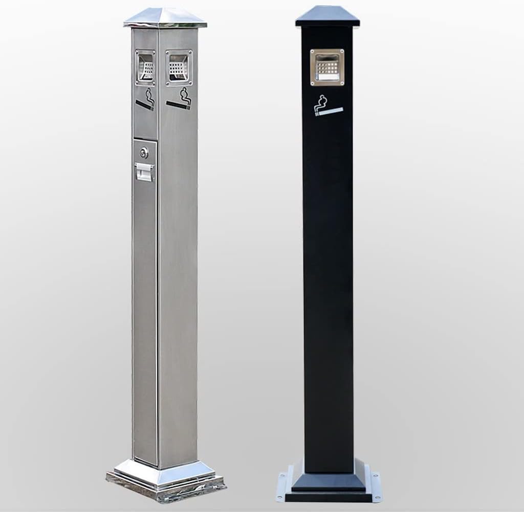 Floor Ash ColumnVertical Cigarette Butt Column Ashtray Trash Can Outdoor Ash Column Vertical Cigarette Butt Column Stainless Steel Cigarette Butt Collector,B-One Size