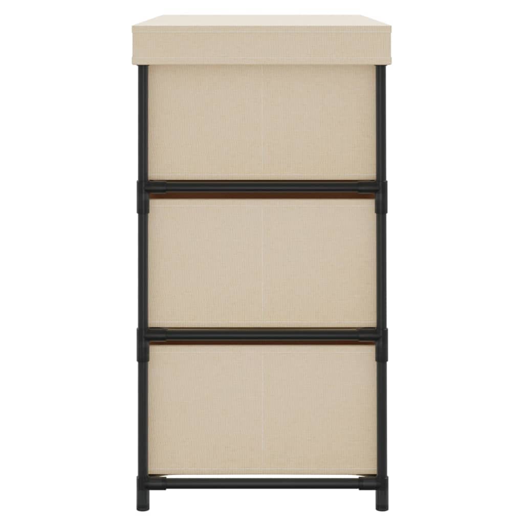 Lagerschrank mit 6 Schubladen aus Stahl und Stoff 55×29×55 cm Creme Stauraum für Büro, Wohnzimmer, Flur, Garage, Werkstatt, Organizer für Akten, Kleidung, Werkzeug