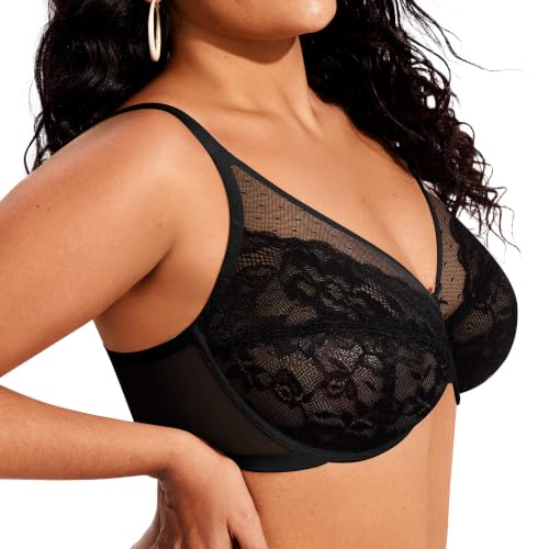 Image of ProKloud Minimizer Bras for Women Full Coverage Supportive Plus Size Unlined Lace Underwire Bra