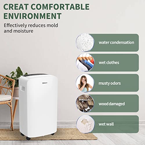 Image of Shinco 40 Pints Dehumidifier for Home and Basements, 2000 Sq.Ft Dehumidifiers with Drain Hose, Auto or Manual Drainage, Auto Defrost, Quietly Remove Moisture, Intelligent Humidity Control, 24HR Timer