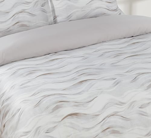 Majestic Giftware Madison Linen 6 Pcs King Size Bedding Set (BL511-K) | Woven Woods 300 TC Cotton Sateen Durable & Washable | 1 Fitted Sheet, 1 Duvet, 4 Pillowcases - Lux Collection