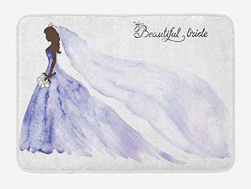 Preisvergleich Produktbild hdyefe Innentürmatte Gummirücken, Brautdusche Abstrakt Schöne Braut Hochzeitskleid Blumen rutschfeste Türmatte für Haustür Innen Fußmatten Eingangsteppich 16x24 Zoll Teppich fein 10332