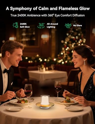 Image of Tubicen Cordless Lamp for Table, Battery Operated Rechargeable Cordless Table Lamp 4-Level Touch Dimmable Electronic LED Flameless Candle Lamp for Home Decor Seasonal Festival Celebration Anniversary
