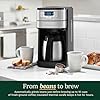 Cuisinart Automatic Grind & Brew 10-Cup Coffee Maker with Blade Grinder, Programmable Coffee Machine Glass Carafe with 1-4 Cup Setting, Brew Pause, Grind-Off Option, DGB-450NAS, Black/Stainless Steel