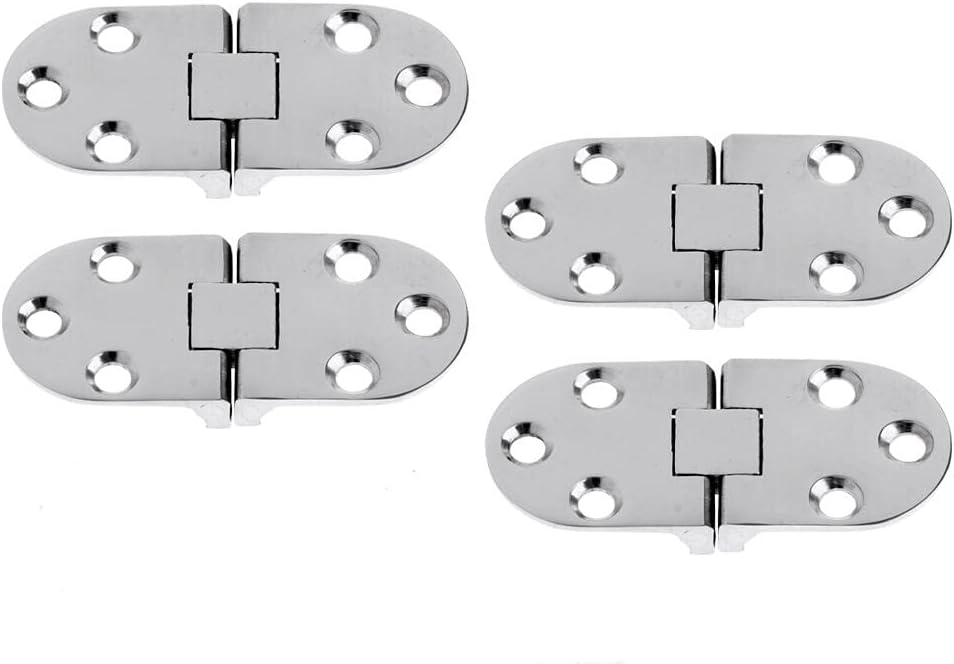 316 Stainless Steel Boat/Door Hinge Folding Hinge， Heavy Duty Marine Grade Mirror Polished Cast Strap Hinge Marine Hardware (2)