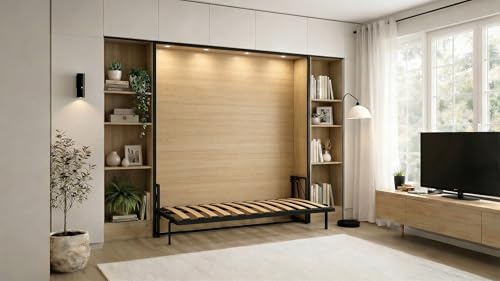 Wallbedking Cama abatible Morphy Classic – Sistema Multifuncional Modular SizeFlex y TypeFlex, Cama abatible Ahorra Espacio y Extensible con módulos de sofá (100x190, Horizontal)
