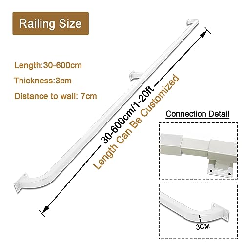 Rampe d'escalier réglable en fer galvanisé robuste avec supports muraux - 3