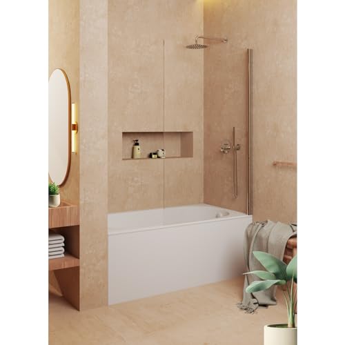 SOULBATH Mampara de bañera Frontal Panel Fijo - Transparente - Cristal Templado 8 mm Antical - Perfil Cromo - Incluye Brazo sujeción - Ancho 90 cm - Alto 150 cm