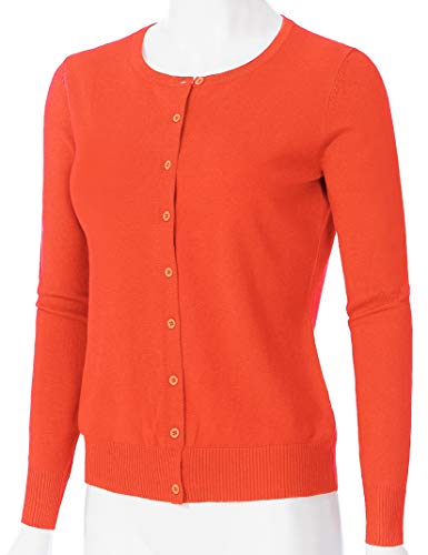 Image of Women's Long Sleeve Button Down Crew Neck Soft Knit Cardigan Sweater