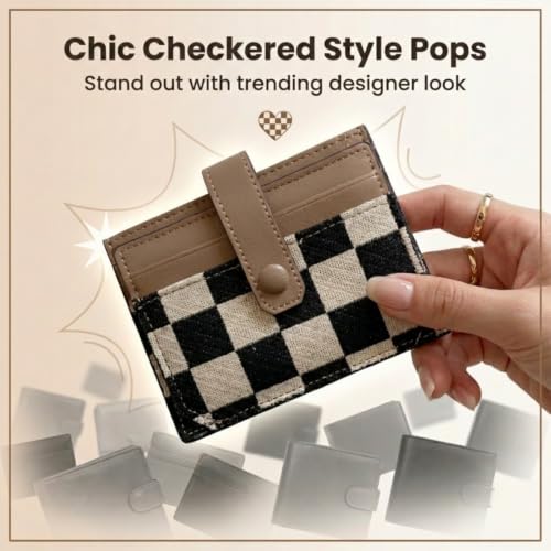 Image of TURBOOST Cute Slim Card Holder Canvas Front Pocket Wallet, Small Credit Card Case for Women (Tan)
