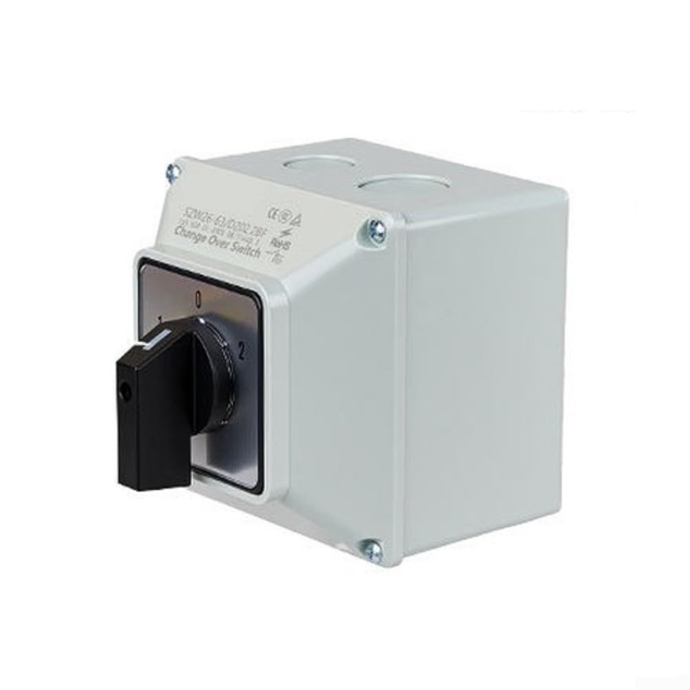 Interrupteur rotatif IP65 - 63 A - 3 niveaux - 1-0-2 - Étanche - Alliage argenté - Contact AC 440 V - Gris (B)
