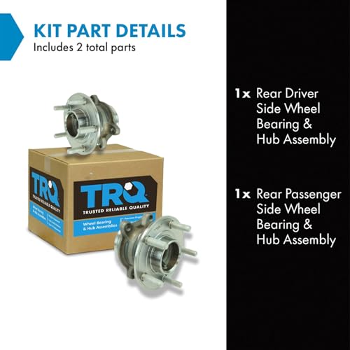 Image of TRQ Rear Left and Right Wheel Bearing and Hub Assembly Set 2 Piece Compatible with 13-18 Ford Focus SE Without Active Park Assist 13-18 Focus ST S Titanium 17-18 SEL