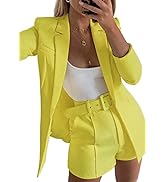 NRTHYE Women 2 Piece Outfits Long Sleeve Blazer & Short Pants Casual Tops & Bottoms Set