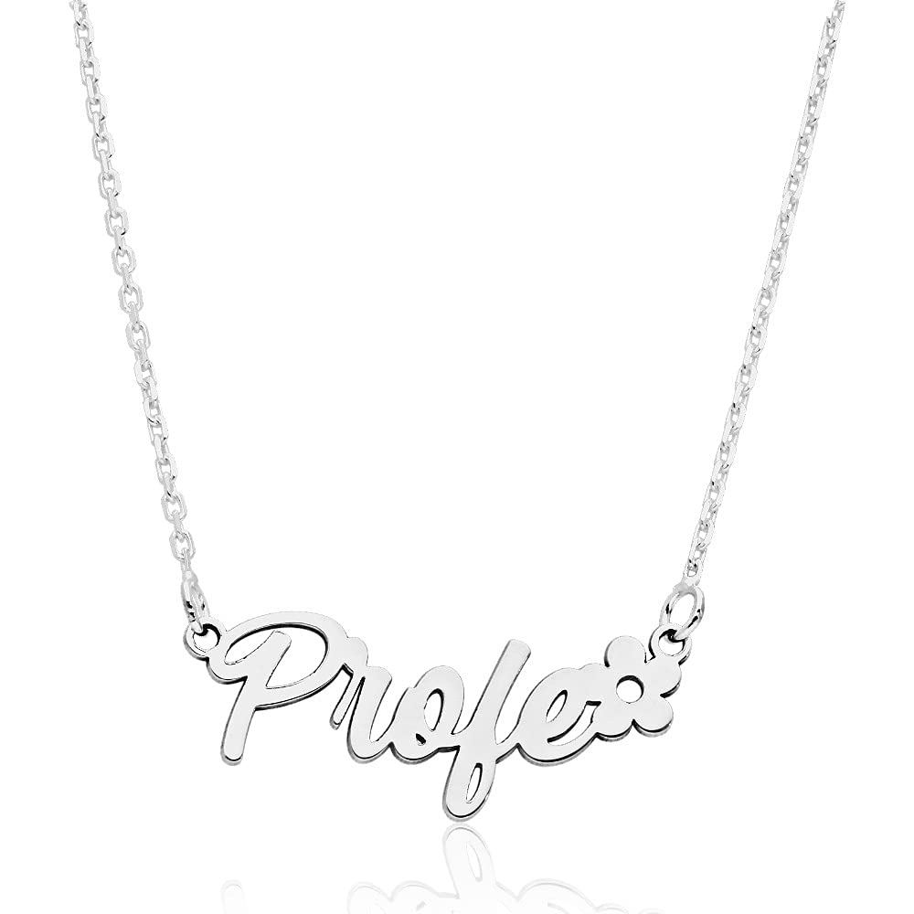 Colgante de Plata de Ley 925/1000 para Profesoras con Cadena Rolo de 45cm – Collar Artesanal de Fin de Curso con Cadena Ajustable - Hecho en España para la Profesora