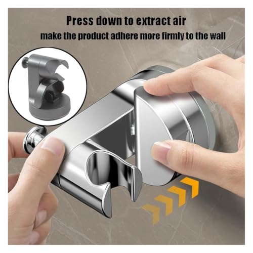 Soporte de cabezal de ducha ajustable negro autoadhesivo para pared de baño 5