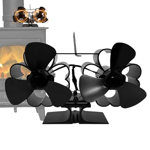 Ventilador Para Chimenea: Calor Silencioso De Alto Rendimiento, Mecanismo De Operación, Accesorio Multifuncional Para Estufa De Leña, Diseño De Flujo De Aire Ajustable De Doble Hoja | Para Quemador De