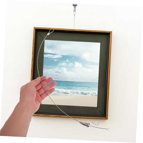 Image of 10 Sets Picture Rail Hook Double Sided Tape Picture Hanging Hardware Tin Wire Clothes Hanger Connector Hooks Garage Door Cable Exhibition Loop Railing Adhesive Hooks Silver Iron /4570
