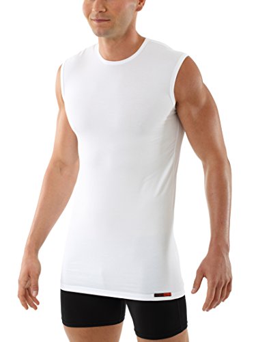 Men's Sleeveless Business Undershirt with Crew Neck Stretch Cotton White