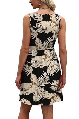Image of WIHOLL Women's Summer Dress 2026 A-Line Sleeveless Casual Sundress with Pockets Floral /Solid