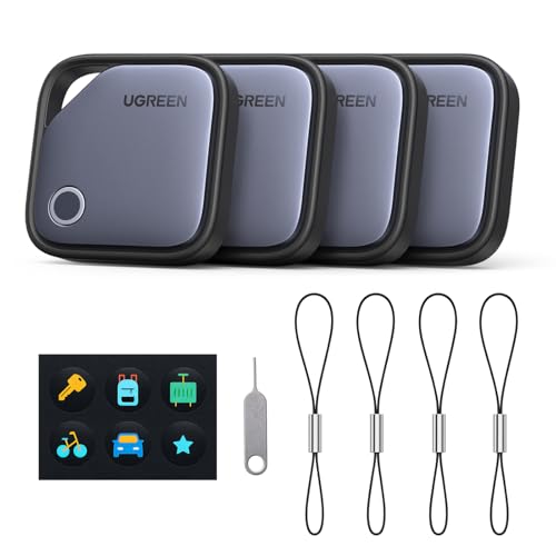 UGREEN FineTrack Smart Finder Localizzatore Supporto iOS SmartTag Tracker Bluetooth Localizzazione per Chiavi Bagaglio Portafoglio Bicicletta Zaino Borsa (4 pezzi)