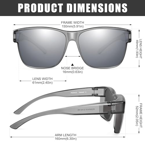 Image of Polarized Sunglasses Fit Over Glasses for Women Men, Oversized Square Sun Glasses UV400 Protection