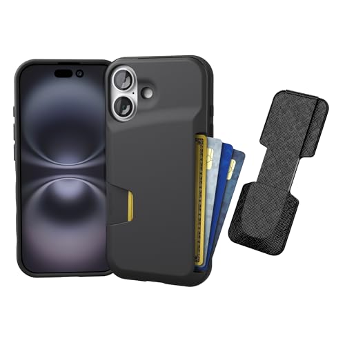 Smartish® iPhone 17 Pro Wallet Case + Phone Grip Finger Loop - Wallet Slayer Vol. 1 [Slim + Protective] Credit Card Holder + Pop Out Ring Kickstand for Apple iPhone 17 Pro - Black Tie Affair
