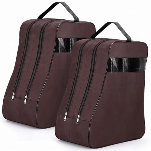 Aliceset 2 Pcs Boot Bags for Cowboy Boots Travel Boot Storage Bag Brown