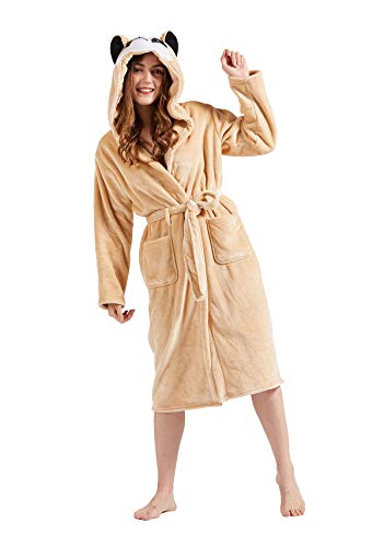 ATOZ Peignoir Doux Femme Animaux de Dessin Animé Flanelle Pyjama Robe Bain Suricate Pour S