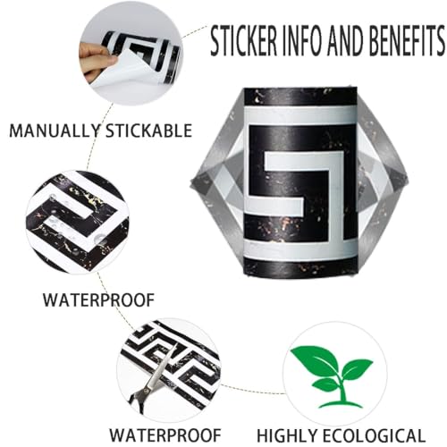 Gkkbuff G0060-BLACK GOLD A Modern Geometric Wall Covering Pvc Wallpaper Border Borders Stickers Border Decortaive Tile Stickers Kitchen Cabinet Toilet Border thumb #3