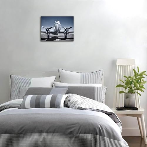 Ciyu Airplane Wall Art Canvas Aircraft On A Runway Picture Modern Airplane Posters Aviation Decor For Boy Room Living Room thumb #3
