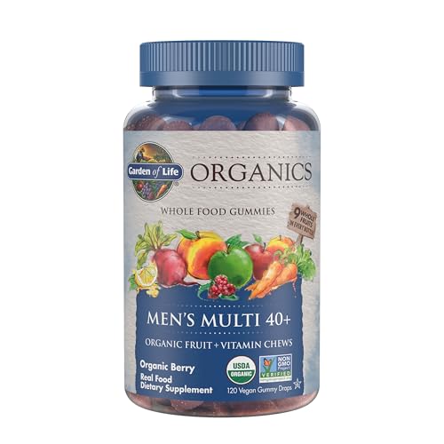 Garden of Life Organics Men 40+ Gummy Vitamins - Berry - Certified Organic, Non-GMO, Vegan, Kosher