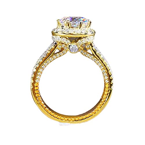 925 Sterling Silver Plated Round Cubic Zirconia Halo CZ Wedding Band Ring for Women