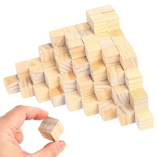 Lot de 130 cubes en bois vierges, 20 mm, petits blocs de bricolage, carrés, pour bricolage, puzzles, tampons, chiffres, artisanat, décoration