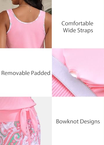 Image of ROSEWE Modest Tankini Swimsuits for Women, Two Piece Athletic Womens Bathing Suits Blouson Tank Tops with Board Shorts