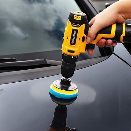 Image of 11 PCS Car Polishing & Buffing Pads Kit 3-Inch Drill Attachment Polisher Set | Sponge Foam & Wool Pads for Car Waxing, Buffing, Scratch Removal Polish Pad Kit for Drill Machine with Towel