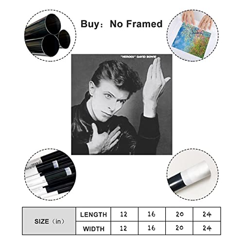 David Bowie Poster sur toile Motif héros 30 x 30 cm - Les Beatles, Paul McCartney, John Lennon, RIngo Starr, George Harrison David Bowie Poster sur toile Motif héros 30 x 30 cm – Image 3