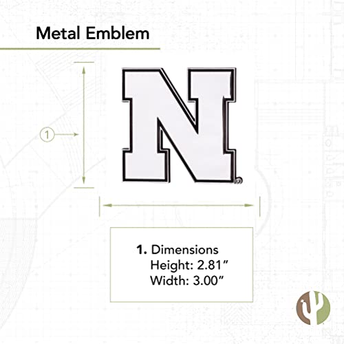 Image of Desert Cactus University of Nebraska Metal 3D Auto Car Emblem Sticker Chrome Huskers GBR NU Huskers Premium Truck Vehicle Emblems